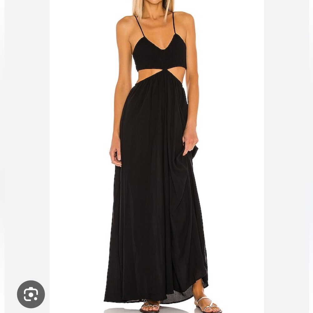 Indah Innocence black smocked maxi dress